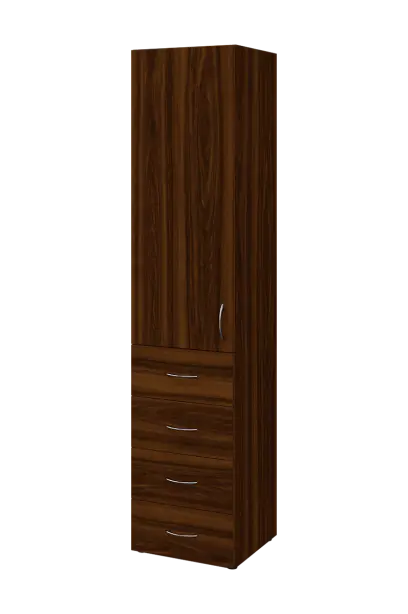 NN 5 - 44ZD skříň vysoká, 4-zásuvková/1-dveřová, levá, 1800x400x400, ořech královský